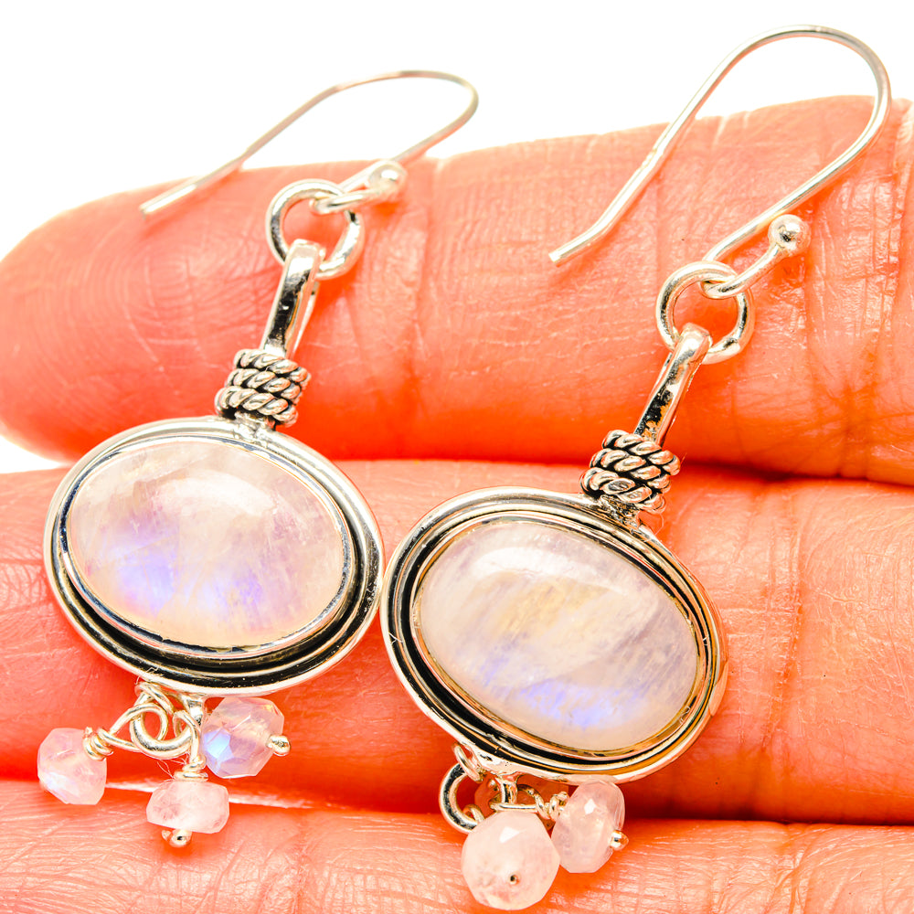 Rainbow Moonstone Earrings handcrafted by Ana Silver Co - EARR427251