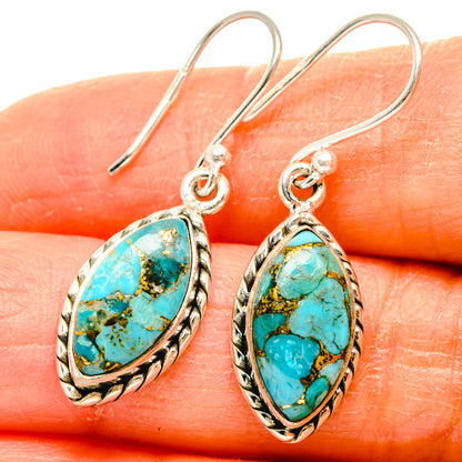 Blue Copper Composite Turquoise Earrings handcrafted by Ana Silver Co - EARR427256