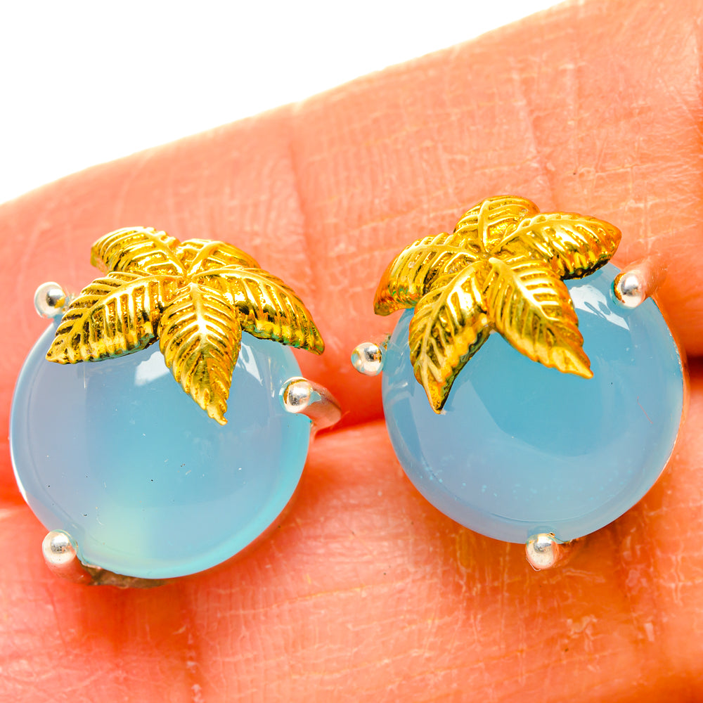 Aqua Chalcedony Earrings handcrafted by Ana Silver Co - EARR427263