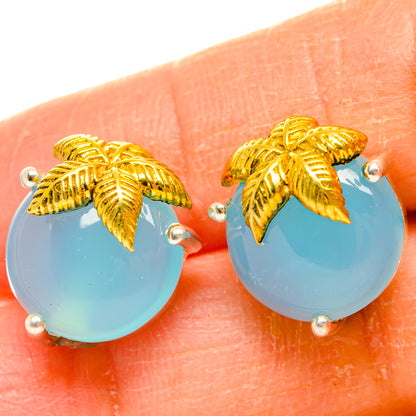 Aqua Chalcedony Earrings handcrafted by Ana Silver Co - EARR427263