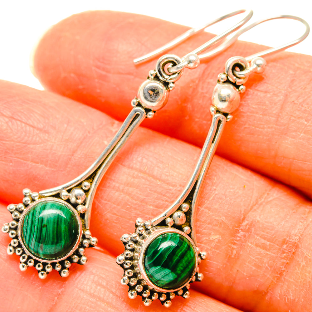 Malachite Earrings handcrafted by Ana Silver Co - EARR427268