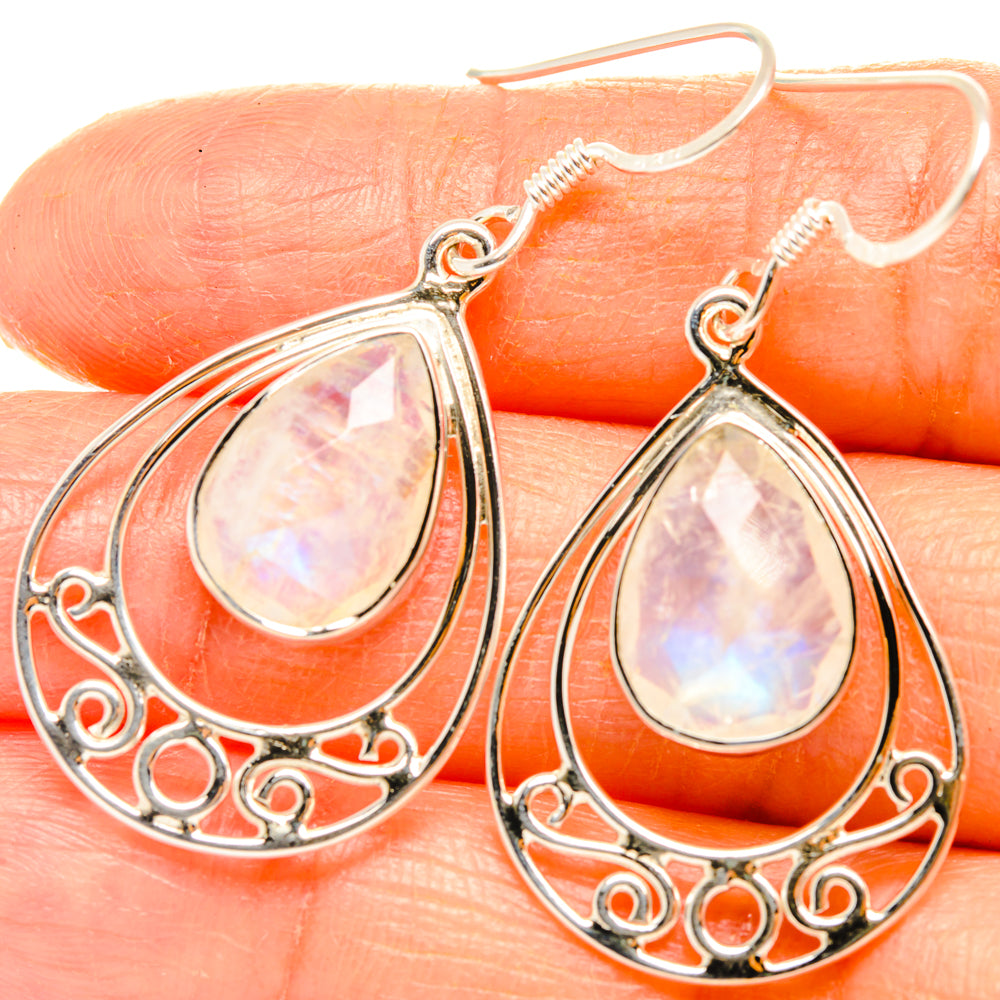 Rainbow Moonstone Earrings handcrafted by Ana Silver Co - EARR427288