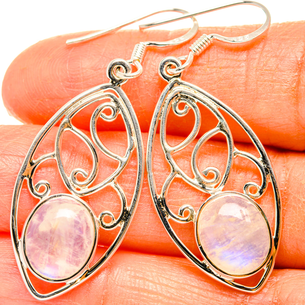 Rainbow Moonstone Earrings handcrafted by Ana Silver Co - EARR427289