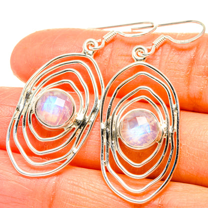 Rainbow Moonstone Earrings handcrafted by Ana Silver Co - EARR427304