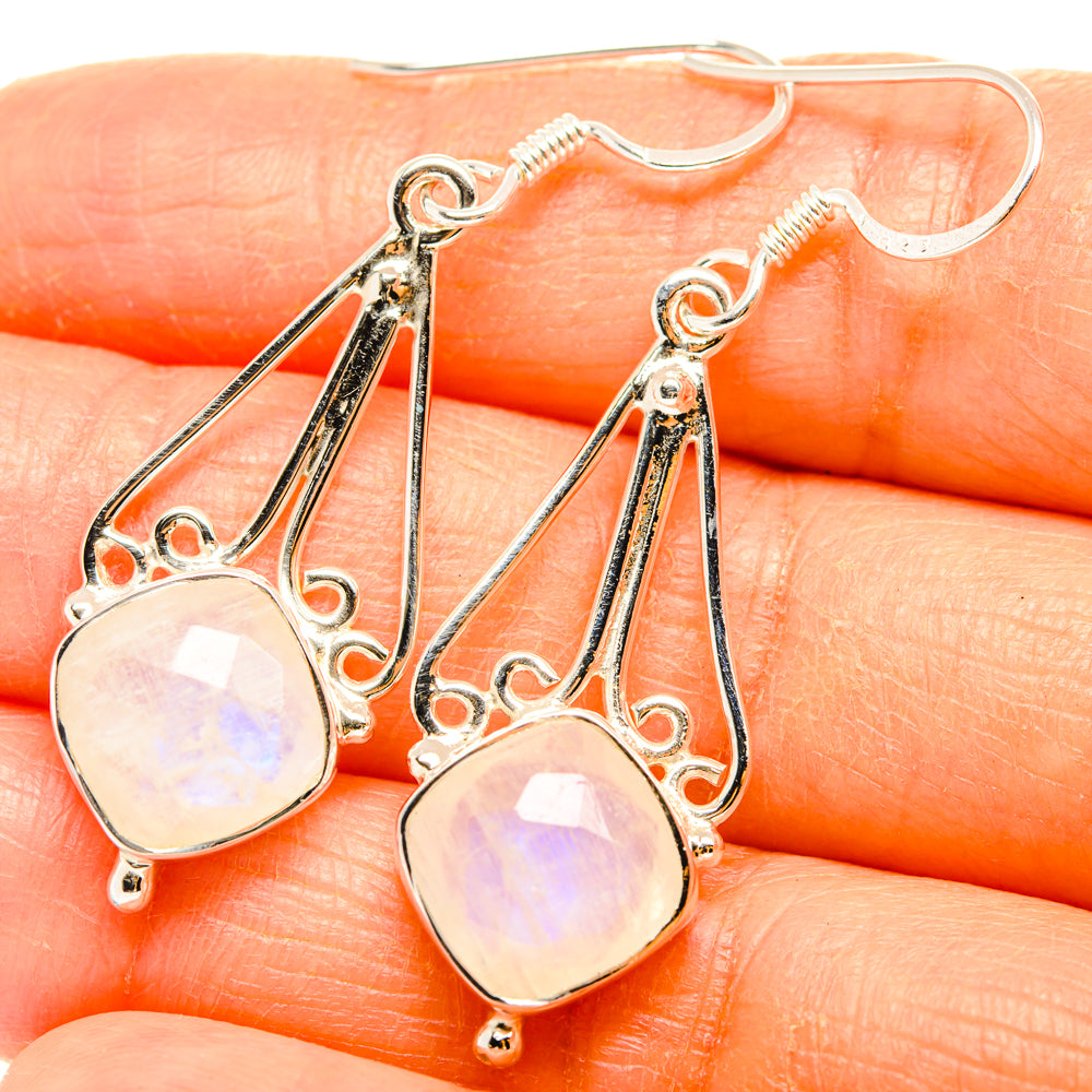 Rainbow Moonstone Earrings handcrafted by Ana Silver Co - EARR427311