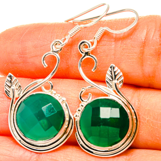Green Onyx Earrings handcrafted by Ana Silver Co - EARR427317