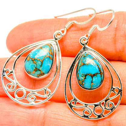 Blue Copper Composite Turquoise Earrings handcrafted by Ana Silver Co - EARR427318