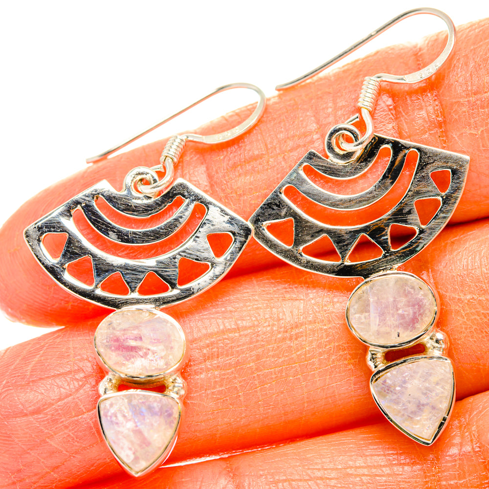 Rainbow Moonstone Earrings handcrafted by Ana Silver Co - EARR427329