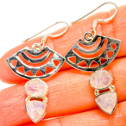 Rainbow Moonstone Earrings handcrafted by Ana Silver Co - EARR427329