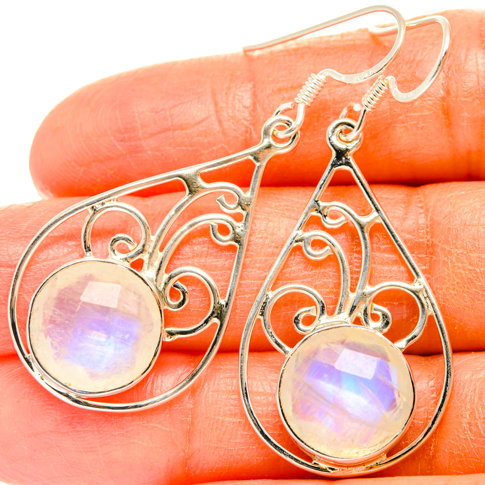 Rainbow Moonstone Earrings handcrafted by Ana Silver Co - EARR427336