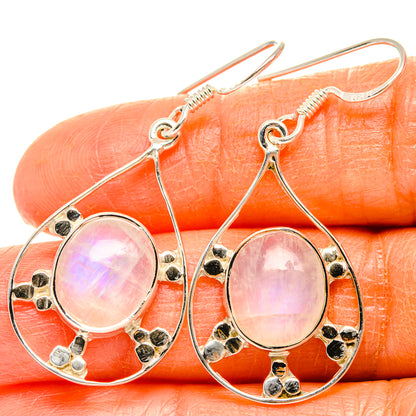Rainbow Moonstone Earrings handcrafted by Ana Silver Co - EARR427338
