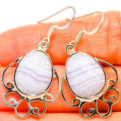 Blue Lace Agate Earrings handcrafted by Ana Silver Co - EARR427339