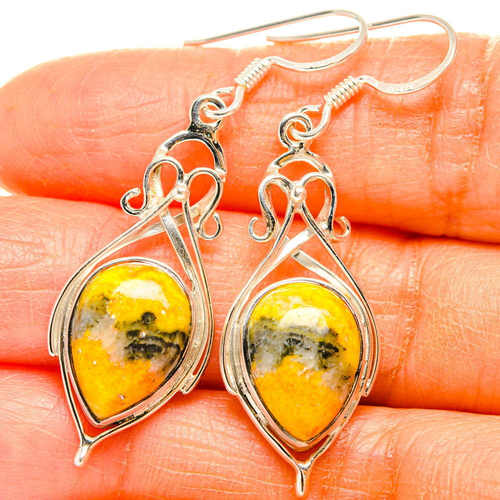 Bumble Bee Jasper Earrings handcrafted by Ana Silver Co - EARR427349