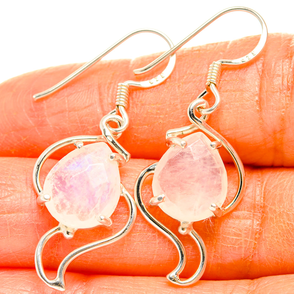 Rainbow Moonstone Earrings handcrafted by Ana Silver Co - EARR427363