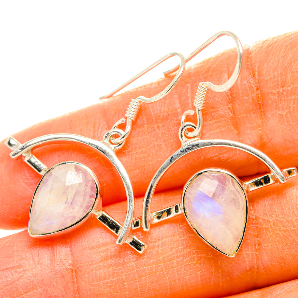 Rainbow Moonstone Earrings handcrafted by Ana Silver Co - EARR427373