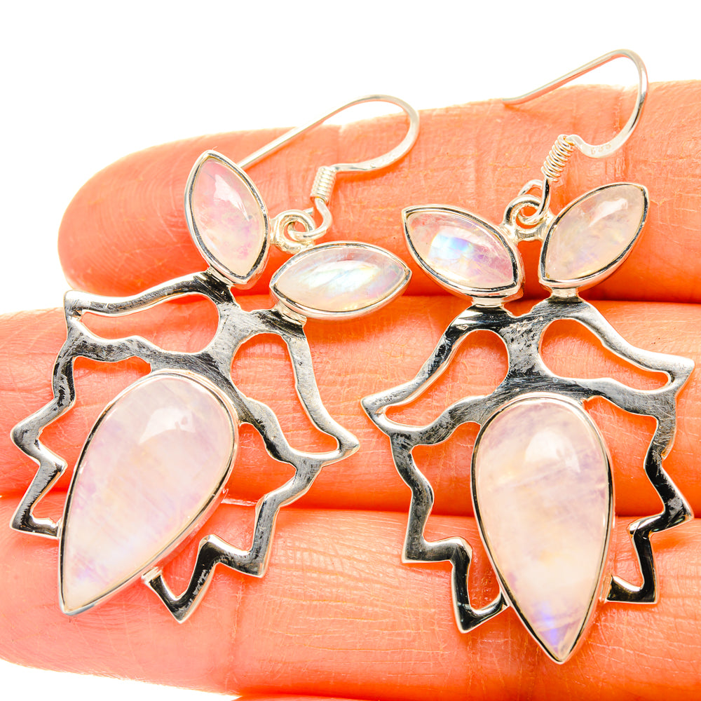 Rainbow Moonstone Earrings handcrafted by Ana Silver Co - EARR427377