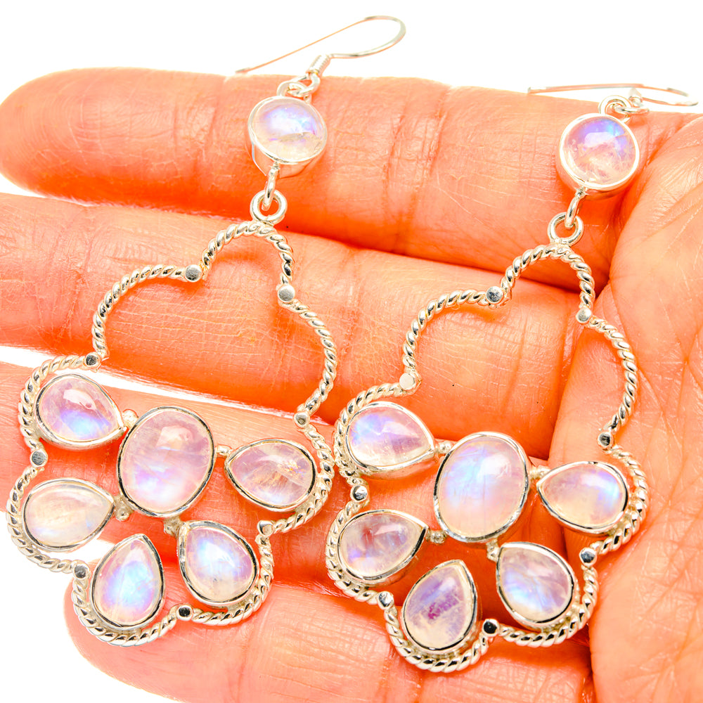 Rainbow Moonstone Earrings handcrafted by Ana Silver Co - EARR427383