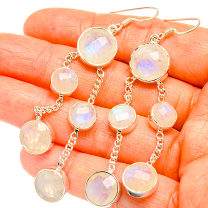 Rainbow Moonstone Earrings handcrafted by Ana Silver Co - EARR427385