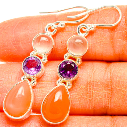 Peach Moonstone Earrings handcrafted by Ana Silver Co - EARR427395