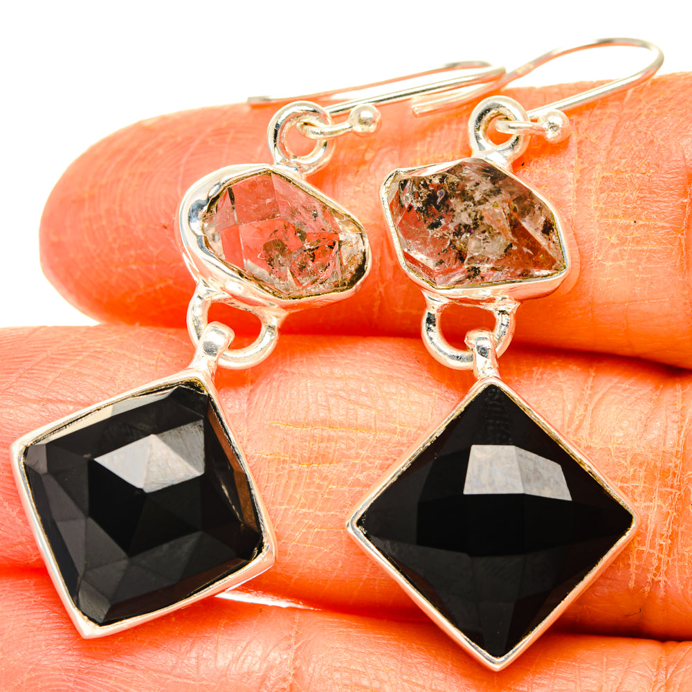 Black Onyx Earrings handcrafted by Ana Silver Co - EARR427413