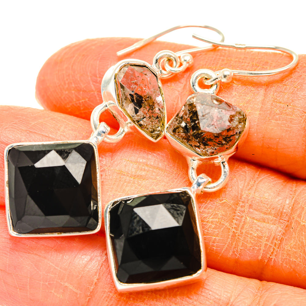 Black Onyx Earrings handcrafted by Ana Silver Co - EARR427420