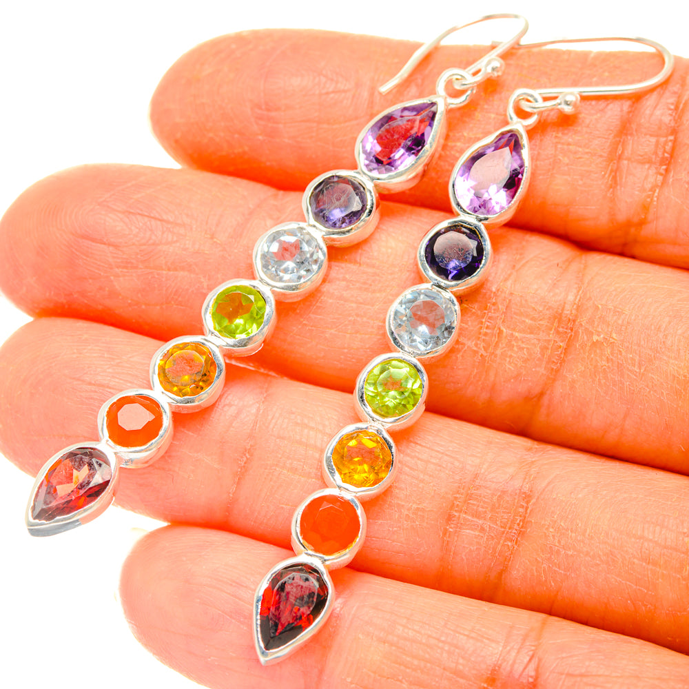 Rainbow Chakra Earrings handcrafted by Ana Silver Co - EARR427478