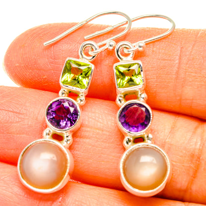 Peach Moonstone Earrings handcrafted by Ana Silver Co - EARR427512