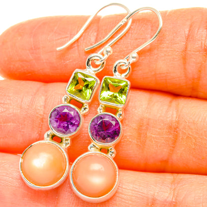 Peach Moonstone Earrings handcrafted by Ana Silver Co - EARR427565