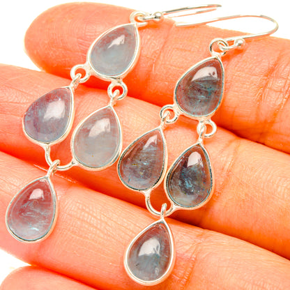925 sterling silver aquamarine teardrop drop earrings, silver bezel settings