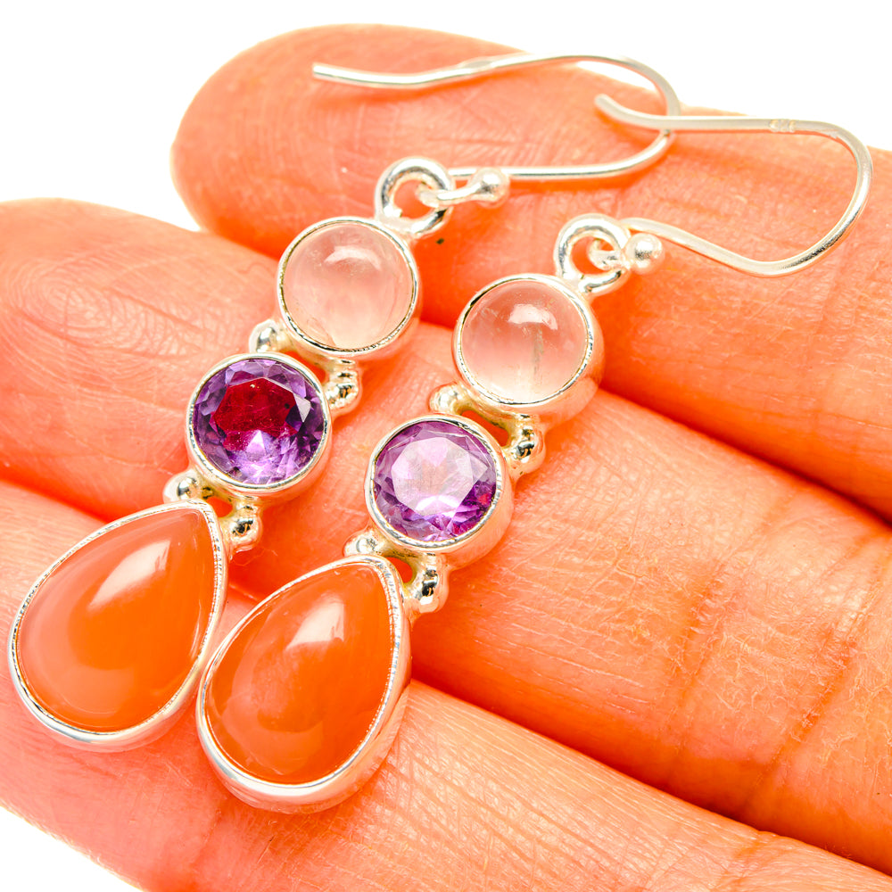 Peach Moonstone Earrings handcrafted by Ana Silver Co - EARR427585