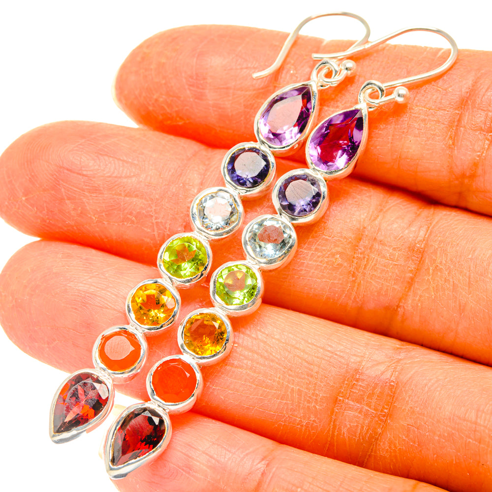 Rainbow Chakra Earrings handcrafted by Ana Silver Co - EARR427630