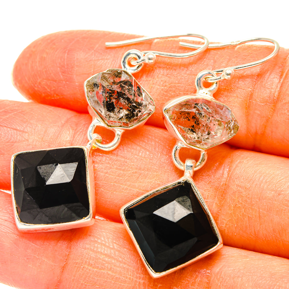 Black Onyx Earrings handcrafted by Ana Silver Co - EARR427640