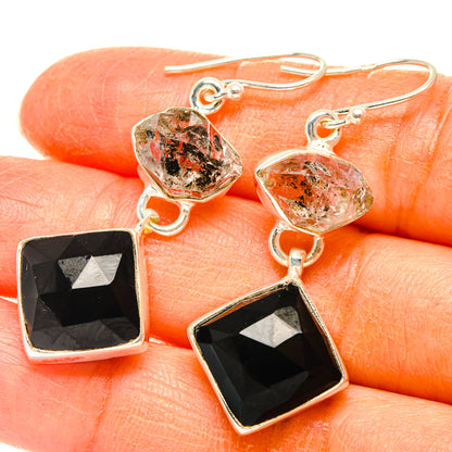Black Onyx Earrings handcrafted by Ana Silver Co - EARR427640