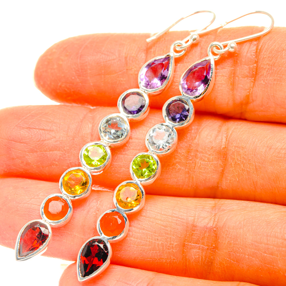 Rainbow Chakra Earrings handcrafted by Ana Silver Co - EARR427675