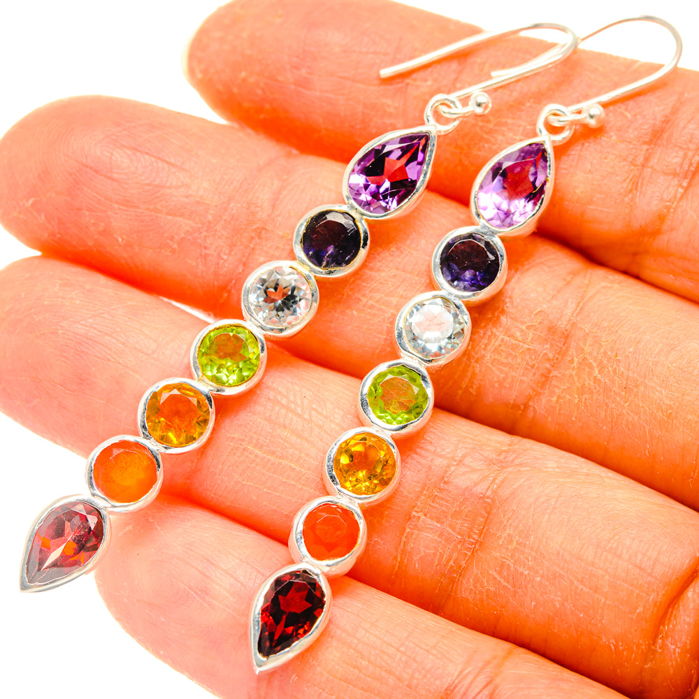 Rainbow Chakra Earrings handcrafted by Ana Silver Co - EARR427701