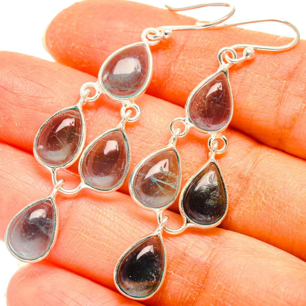 925 sterling silver teardrop drop earrings with blue gemstone drops
