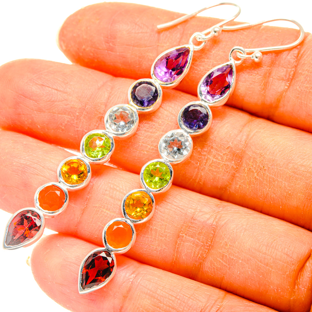 Rainbow Chakra Earrings handcrafted by Ana Silver Co - EARR427734