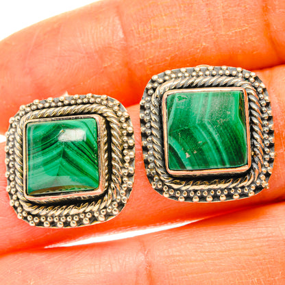 Malachite Earrings handcrafted by Ana Silver Co - EARR427798