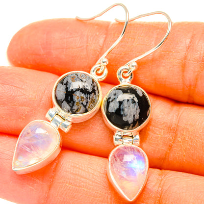 Snowflake Obsidian Earrings handcrafted by Ana Silver Co - EARR427802