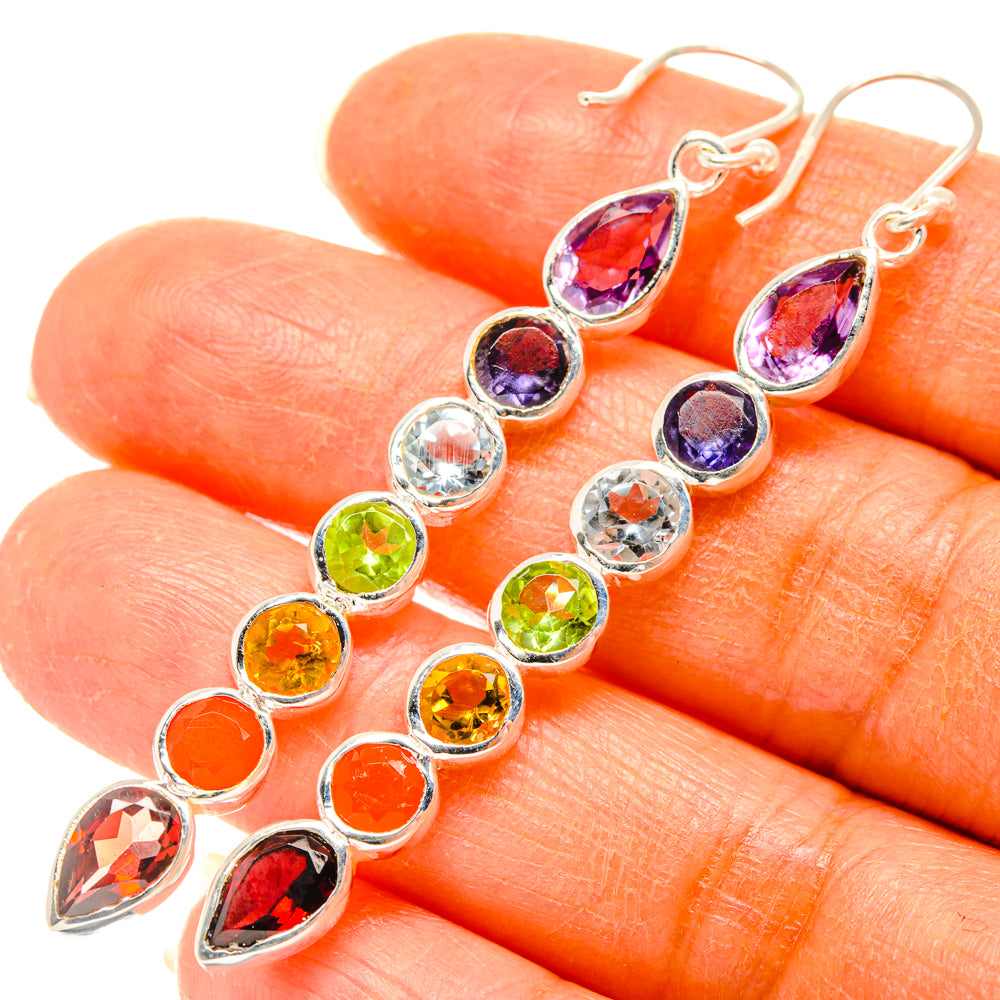 Rainbow Chakra Earrings handcrafted by Ana Silver Co - EARR427805