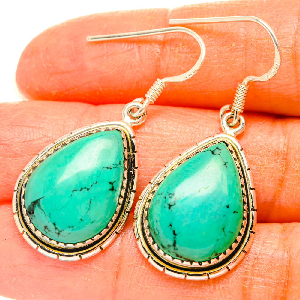 Tibetan Turquoise Earrings handcrafted by Ana Silver Co - EARR427806