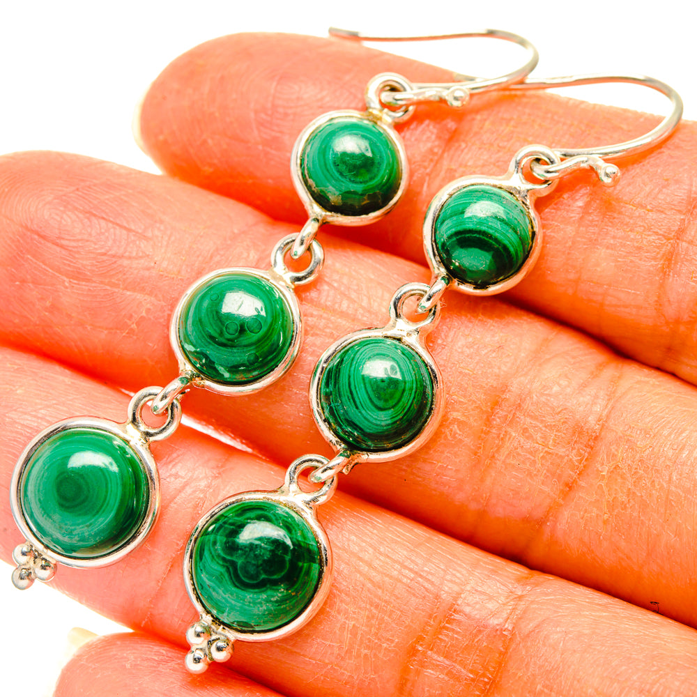 Malachite Earrings handcrafted by Ana Silver Co - EARR427810