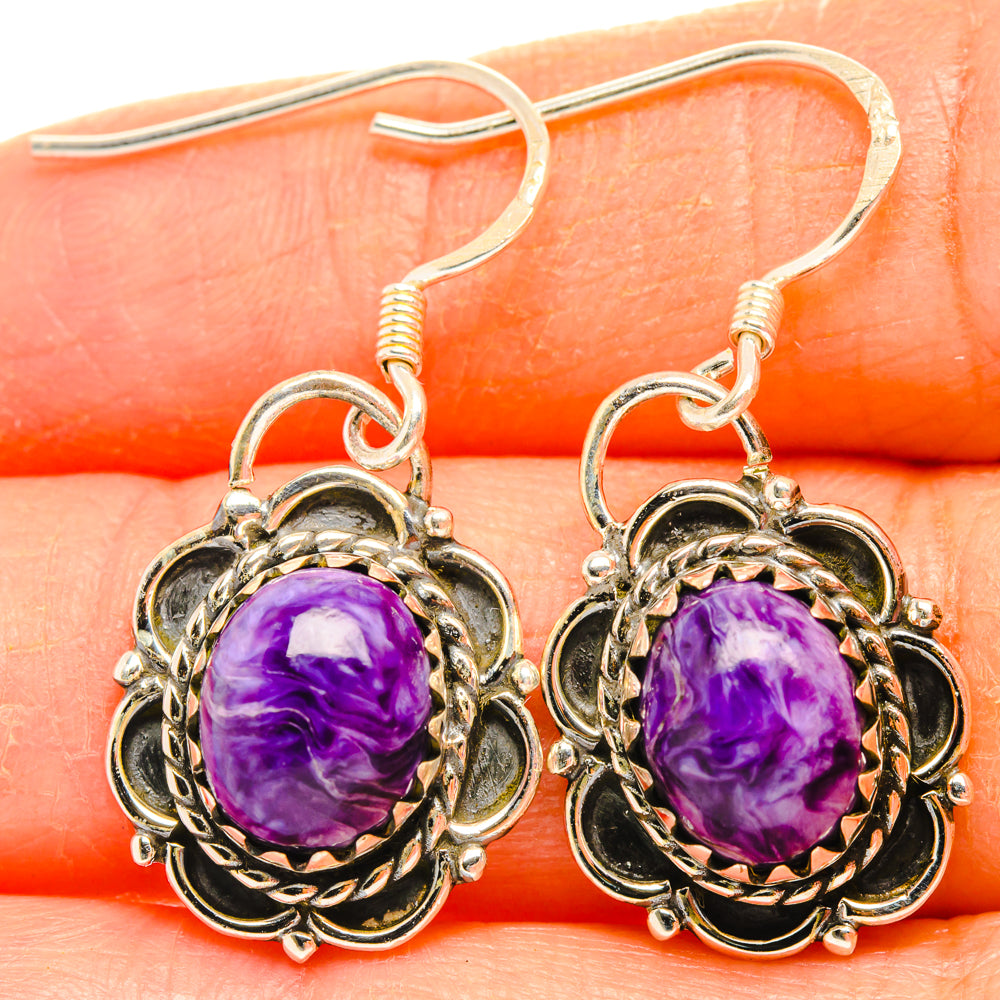 Charoite Earrings handcrafted by Ana Silver Co - EARR427820