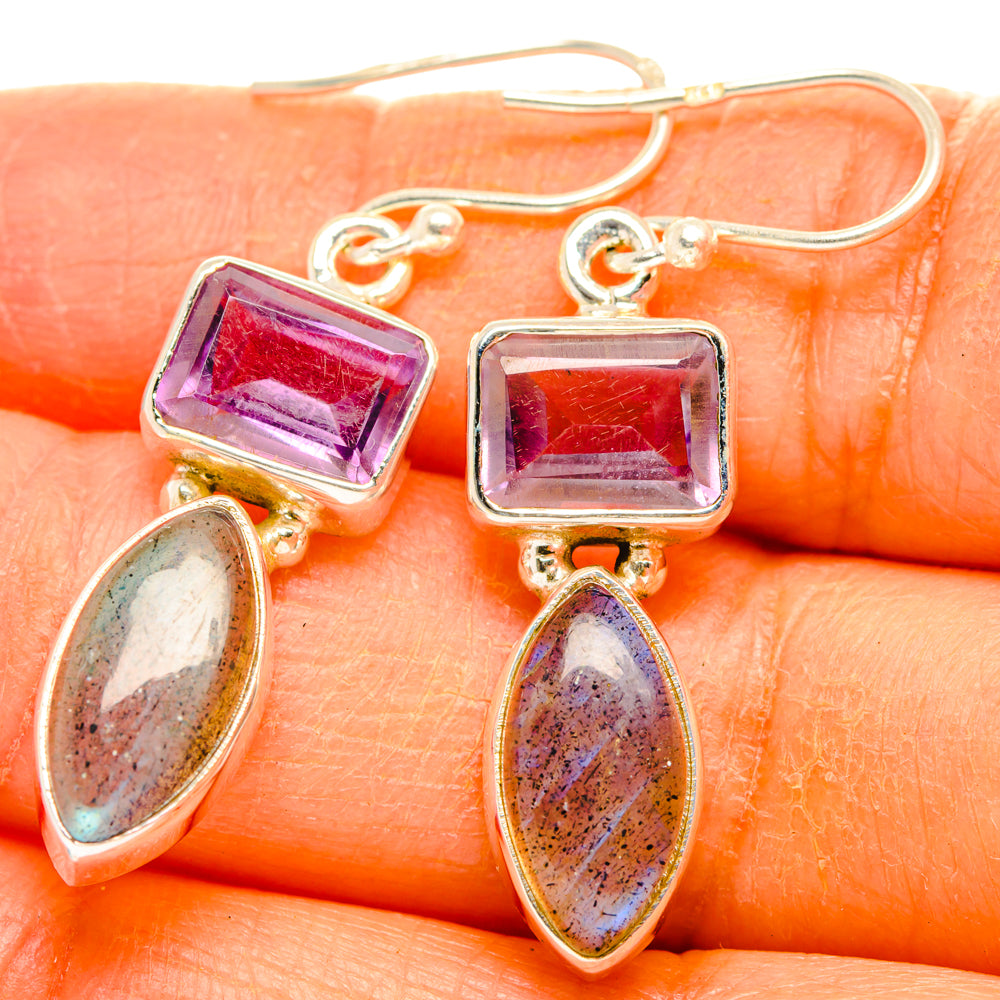Rainbow Moonstone Earrings handcrafted by Ana Silver Co - EARR427834