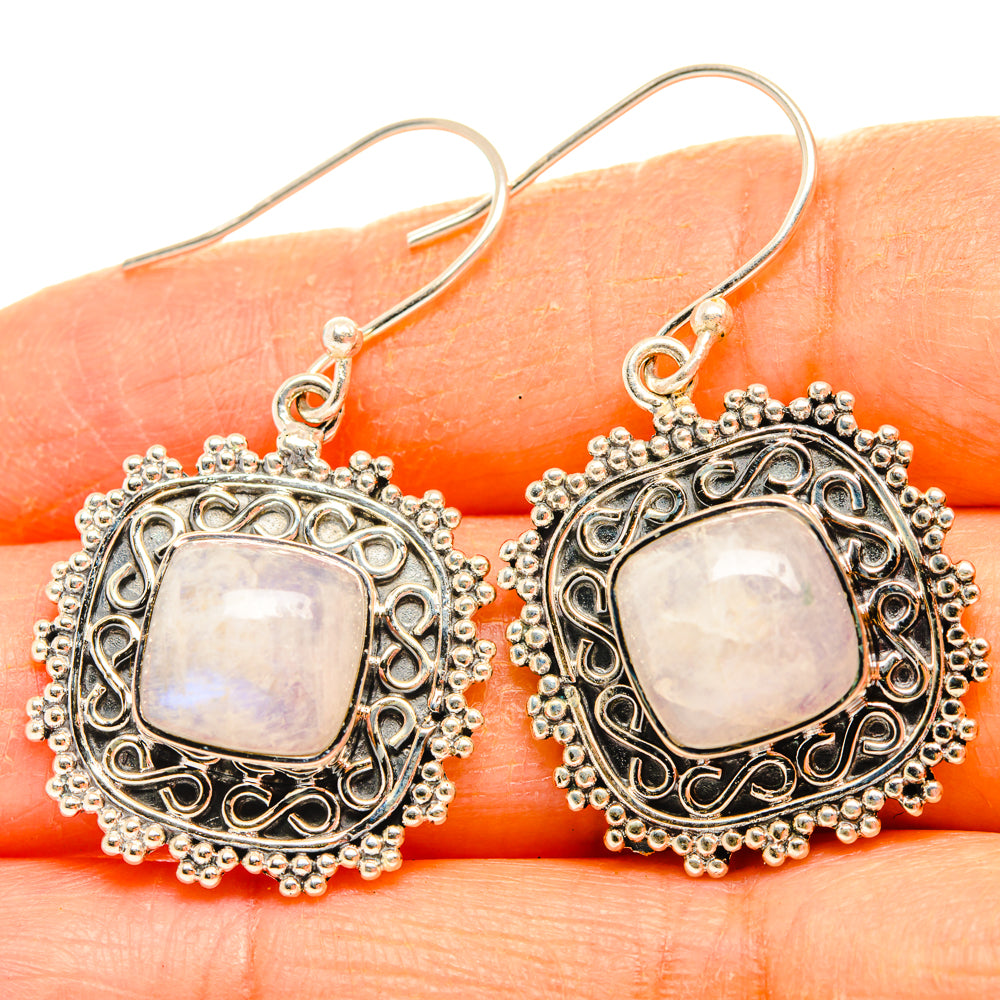 Rainbow Moonstone Earrings handcrafted by Ana Silver Co - EARR427836