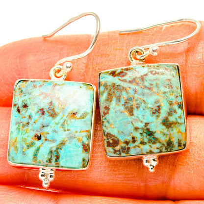 Peruvian Chrysocolla Earrings handcrafted by Ana Silver Co - EARR427842