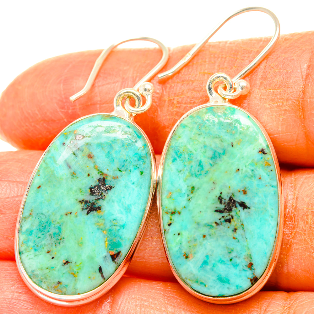 Peruvian Chrysocolla Earrings handcrafted by Ana Silver Co - EARR427846