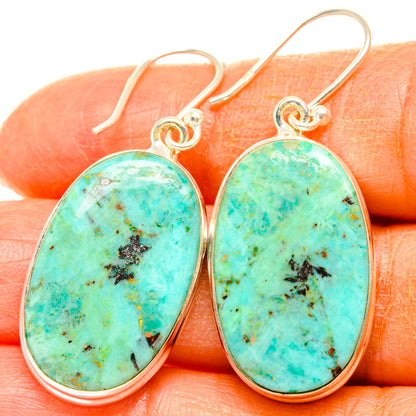 Peruvian Chrysocolla Earrings handcrafted by Ana Silver Co - EARR427846
