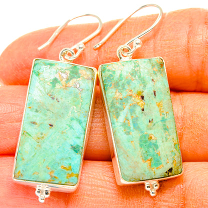 Peruvian Chrysocolla Earrings handcrafted by Ana Silver Co - EARR427850