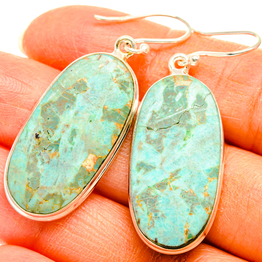 Peruvian Chrysocolla Earrings handcrafted by Ana Silver Co - EARR427859